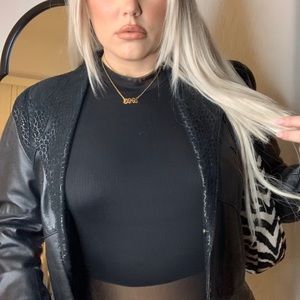 Fine leather jacket, snakeskin work in the front